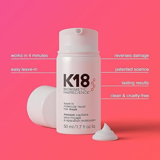 K18 Leave-In Molecular Hair Mask, Repairs Dry or Damaged Hair, Reverse Hair Damage from Bleach, Color, Chemical Services & Heat